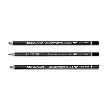 Набор угольных карандашей CretacoloR в блистере, 3 карандаша (мягкий, средний твёрдый)