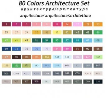 Набор маркеров спиртовых TouchFive 80 цветов Architecture 