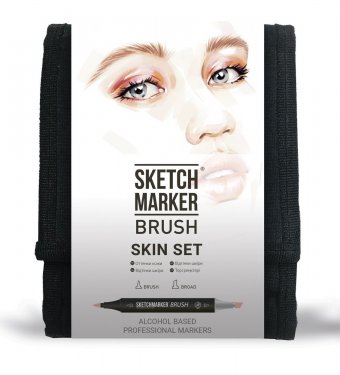 Набор маркеров на спиртовой основе Sketchmarker BRUSH Skin Set 12шт оттенки кожи, сумка органайзер