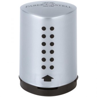 Точилка пластиковая Faber-Castell "Grip 2001 Mini", 1 отверстие, контейнер, серебряная