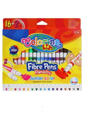 Фломастеры Colorino "Junior" 16 цветов + 2 флуоресцентных цвета