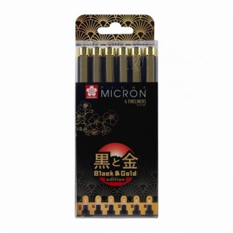 Набор капиллярных ручек Pigma Micron Gold Limited Edition 6шт (005-08) черный