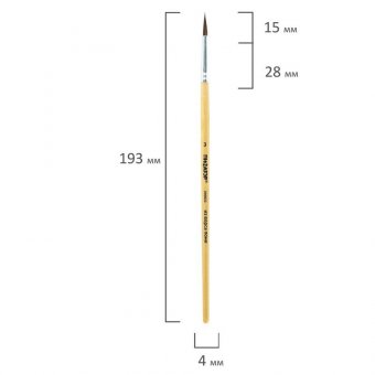 Кисть ПИФАГОР, ПОНИ, круглая, № 3, деревянная лакированная ручка, с колпачком, 200832