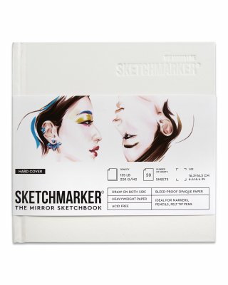 Скетчбук Sketchmarker the mirror 163х163мм, 220 г/м.кв 50л твердая обложка, белая