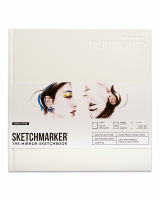 Скетчбук Sketchmarker the mirror 210х210мм, 220 г/м.кв 50л твердая обложка, белая