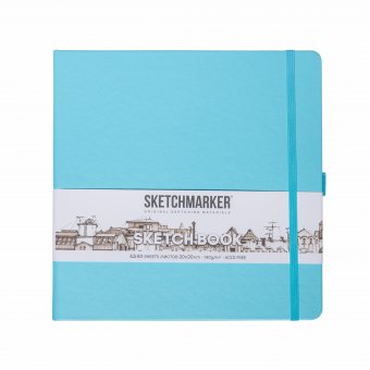 Блокнот для зарисовок Sketchmarker 140 г/кв.м 20х20cм 80л твердая обложка, небесно-голубой