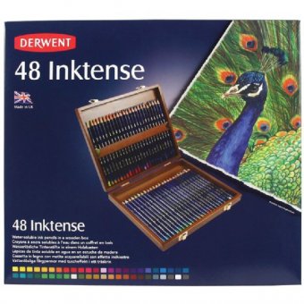 Набор акварельных карандашей Derwent Inktense 48 цветов в деревянной упаковке