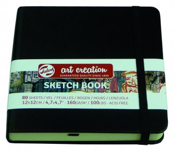 Скетчбук для смешанных техник Art Creation 140г/кв.м 12*12см 80л обложка черная твердая