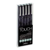 Набор Touch Liner 5 шт. (холодный серый 0.1, 0.3 и 0.5mm, Сhisel, Вrush)
