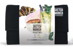 Набор маркеров на спиртовой основе Sketchmarker Food Set 24шт еда, сумка органайзер