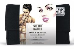 Набор маркеров на спиртовой основе Sketchmarker Hair&Skin Set 24шт оттенки кожи, сумка органайзер