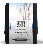 Набор маркеров на спиртовой основе Sketchmarker BRUSH Winter Set 12шт зима, сумка органайзер