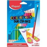 Карандаши цветные двусторонние Maped "Color Peps", 36 цветов, 18шт., трехгранные, заточ., картон,европодв.