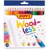 Карандаши цветные пластиковые JOVI "Wood-less", 24 цвета, трехгранные