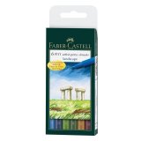 Набор капиллярных ручек Faber-Castell "Pitt Artist Pen Brush Landscape" 6цв., 6шт., пластик. уп., европодвес