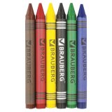 Восковые карандаши BRAUBERG "АКАДЕМИЯ" 6 цветов 227282