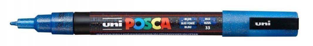 Маркер POSCA PC-3ML, синий с блёстками, 0.9 - 1.3 мм, пулевидный наконечник