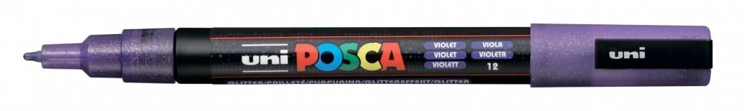 Маркер POSCA PC-3ML, фиолетовый с блёстками, 0.9 - 1.3 мм, пулевидный наконечник