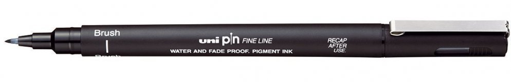 Линер ультратонкий UNI PIN Brush-200(S), кисть, чёрный