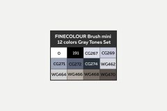 Набор спиртовых маркеров Finecolour mini Brush Grey Set 12 цветов