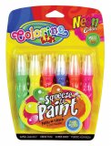 Жидкие краски Colorino  в пластиковой тубе с большой кисточкой 6 неоновых цветов