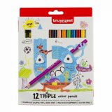 Набор цветных трехгранных карандашей Bruynzeel Kids Triple 20 цветов + точилка