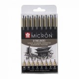 Набор капиллярных ручек Pigma Micron 8шт(0.15/0.20/0.25/0.30/0.35/0.40/0.45/0.5мм) Черный