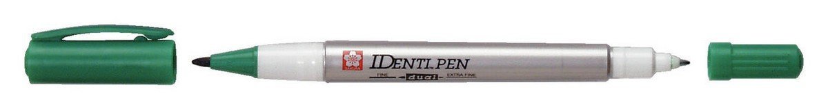 Маркер Identi Pen двусторонний перманентный стержень 0,4-1,0 мм зеленый