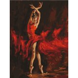 Картина по номерам 40х50 см, ОСТРОВ СОКРОВИЩ "Огненная женщина", на подрамнике, акриловые краски, 3 кисти, 662