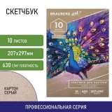 Альбом для пастели, картон СЕРЫЙ некрашенный 630 г/м2, 207х297 мм, 10 л., BRAUBERG ART CLASSIC, 105916