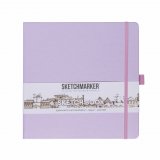 Блокнот для зарисовок Sketchmarker 140 г/кв.м 20х20cм 80л твердая обложка, фиолетовый пастельный