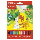 Карандаши цветные BRAUBERG "My lovely dogs" 18 цветов 180546
