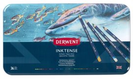 Набор акварельных карандашей Derwent Inktense 36 цветов в металлической упаковке