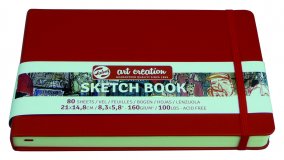 Скетчбук для смешанных техник Art Creation 140г/кв.м 14,8*21см 80л обложка красная твердая